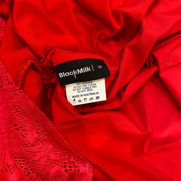 RARE Black Milk Red Lace Skater Dress - Size M - Picture 9 of 9